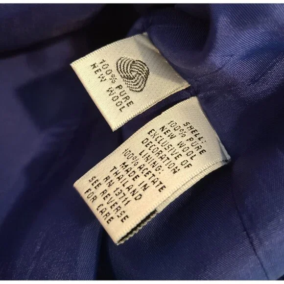 New! Valerie Steven Evening Dinner Sz 10 Petite Blue Skirt Suit Satin Lapel Wool